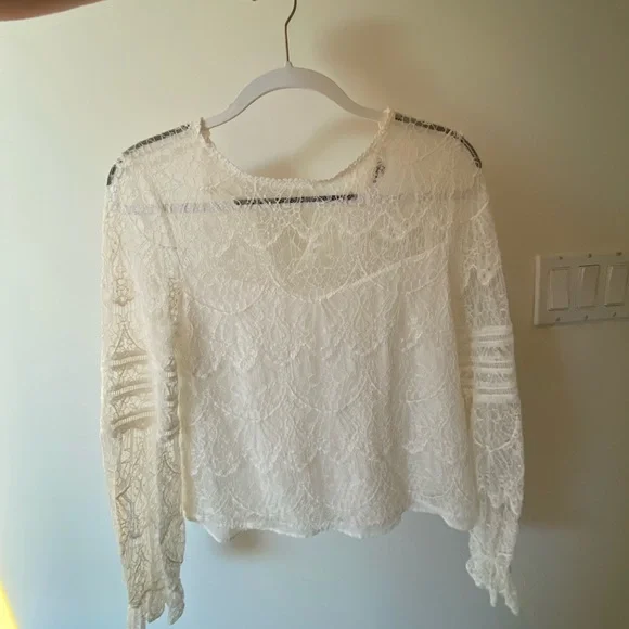 REVOLVE White Lace Long-Sleeve Blouse - Picture 5 of 6